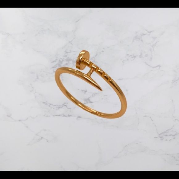 14K Solid Yellow Gold Nail Motif Wrap Ring - Picture 3 of 4